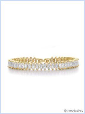 14K Gold Filled Tennis Bracelet Women Hypoallergenic Safety Clasp